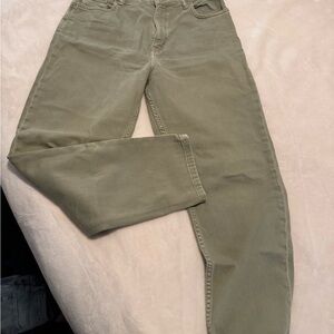 Zara Olive Green High-Waist Straight Jeans
